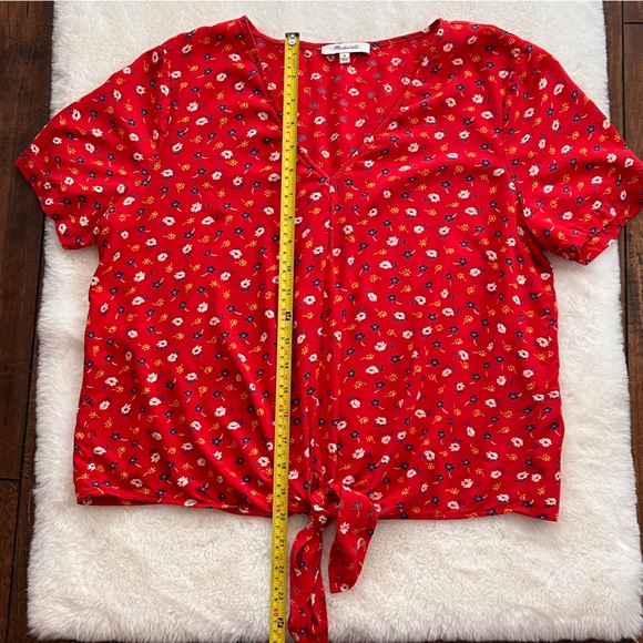 Madewell Novel Tie-Front Top Prairie Posies Red Floral Size Medium - Picture 14 of 14